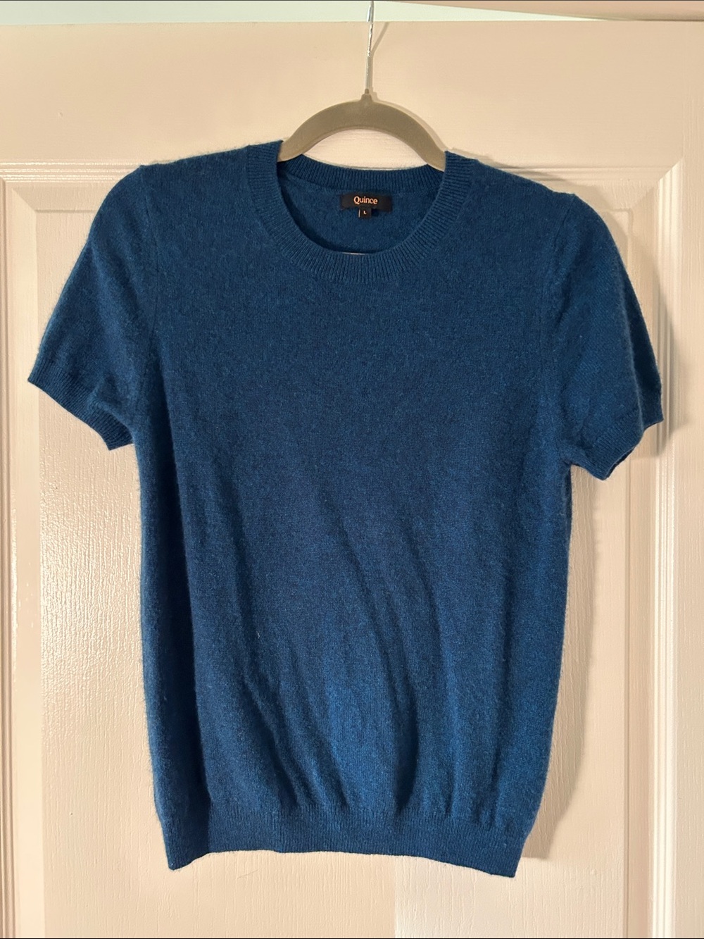 Quince Crewneck Short-Sleeve Sweater in Deep Blue